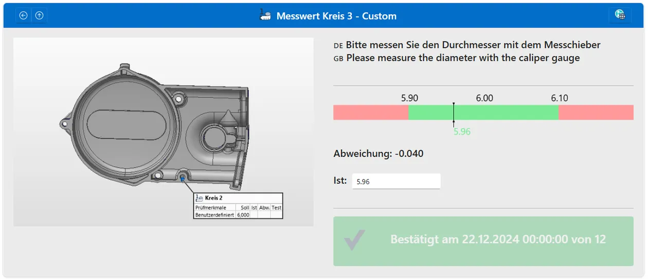 Web-Interface Bild 8 - D3D | GaugingWeb - Lösung für die Integration von manuell erfassten Messdaten in PolyWorks|Inspector