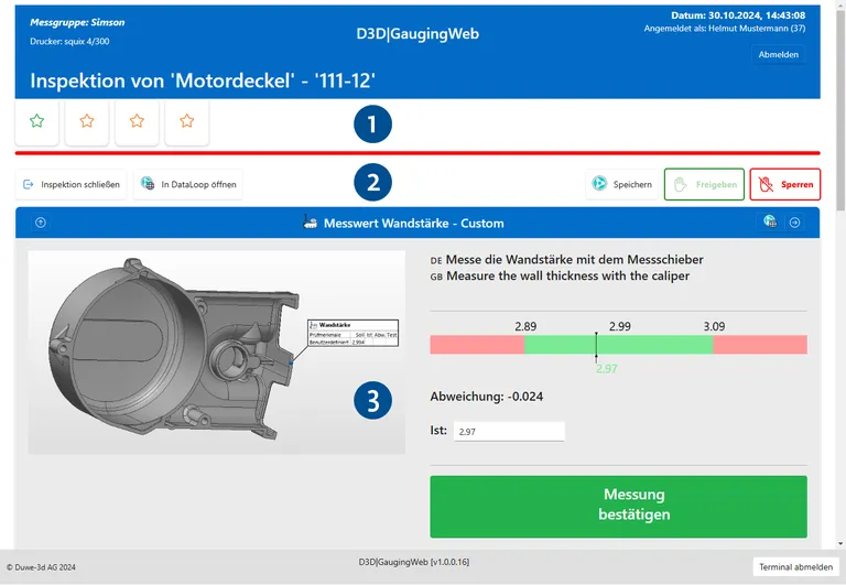 Web-Interface für D3D | GaugingWeb - Lösung für die Integration von manuell erfassten Messdaten in PolyWorks|Inspector