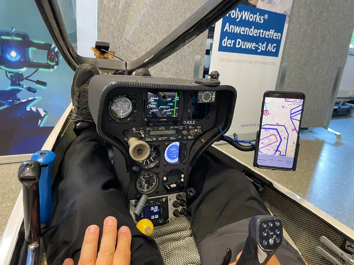 Cockpit eines Segelflugzeuges im Duwe-3d Metrology Center