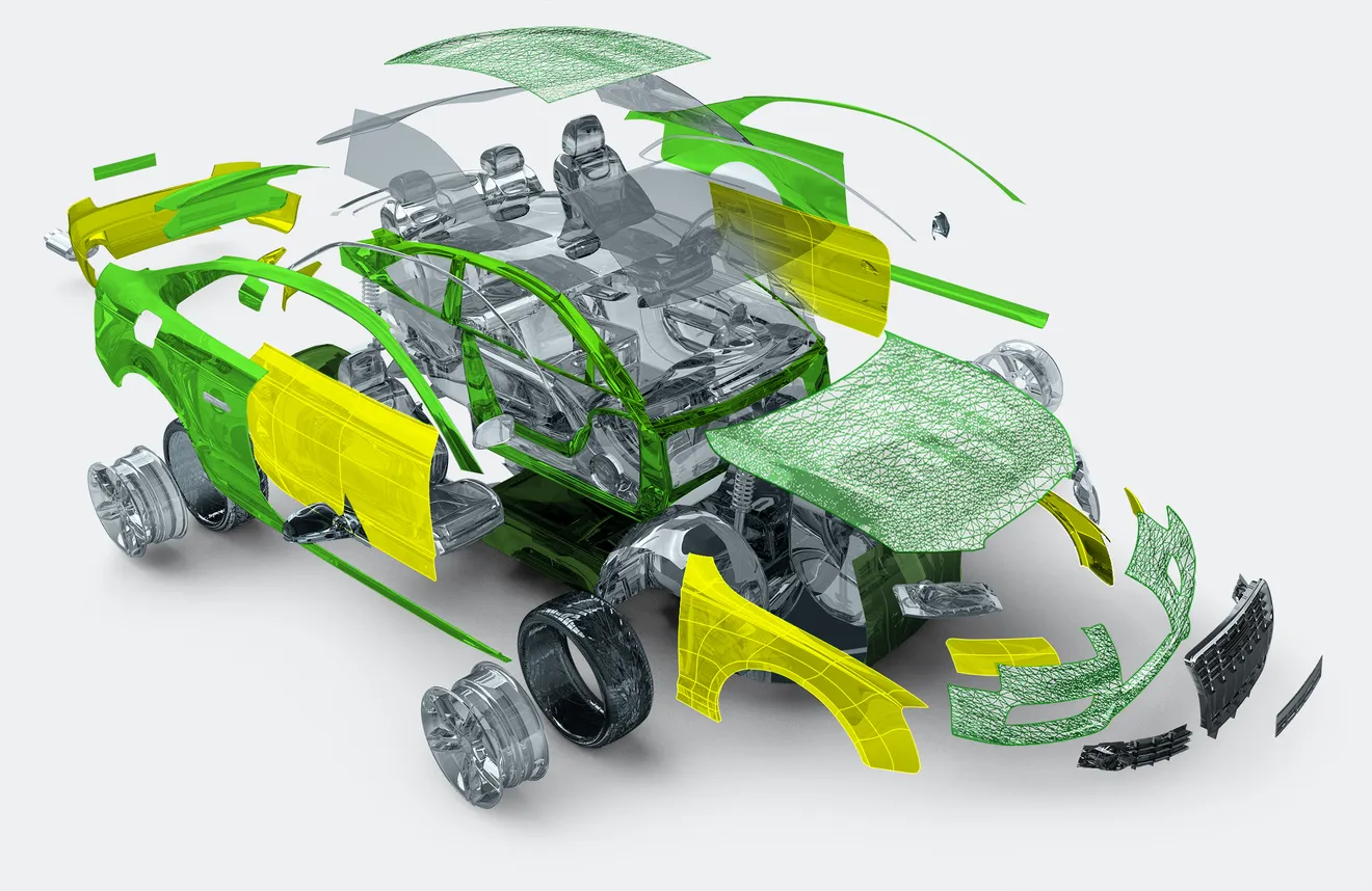 Explosionszeichnung Automobil - Flächenrückführung & Rapid Prototyping mit PolyWorks|Modeler™