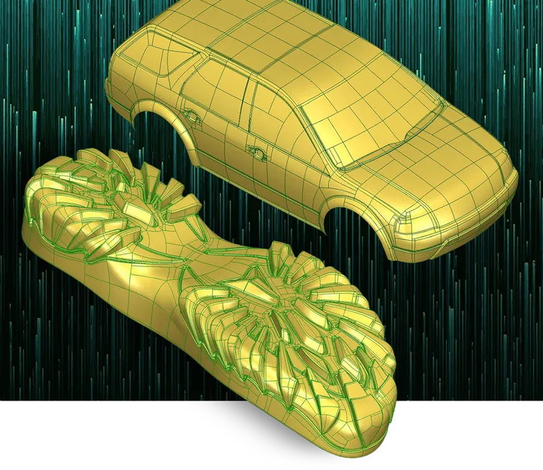 NURBS-Flächen Schuh und Auto mit PolyWorks|Modeler
