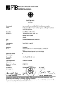 PTB Prüfbericht - PolyWorks® Metrology Suite 2025