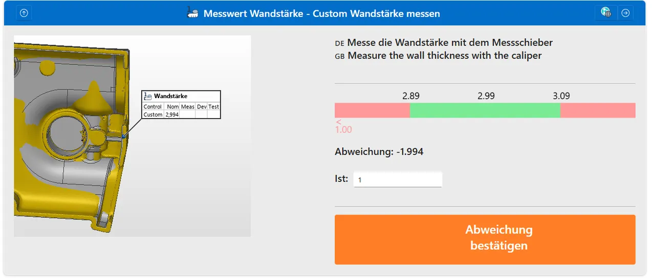 Web-Interface Bild 9 - D3D | GaugingWeb - Lösung für die Integration von manuell erfassten Messdaten in PolyWorks|Inspector