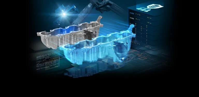 Digitaler Zwilling und Punktwolken-Datenmanagement zur Validierung und Verbesserung der Fertigungsqualität.