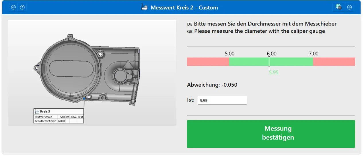 Web-Interface Bild 7 - D3D | GaugingWeb - Lösung für die Integration von manuell erfassten Messdaten in PolyWorks|Inspector